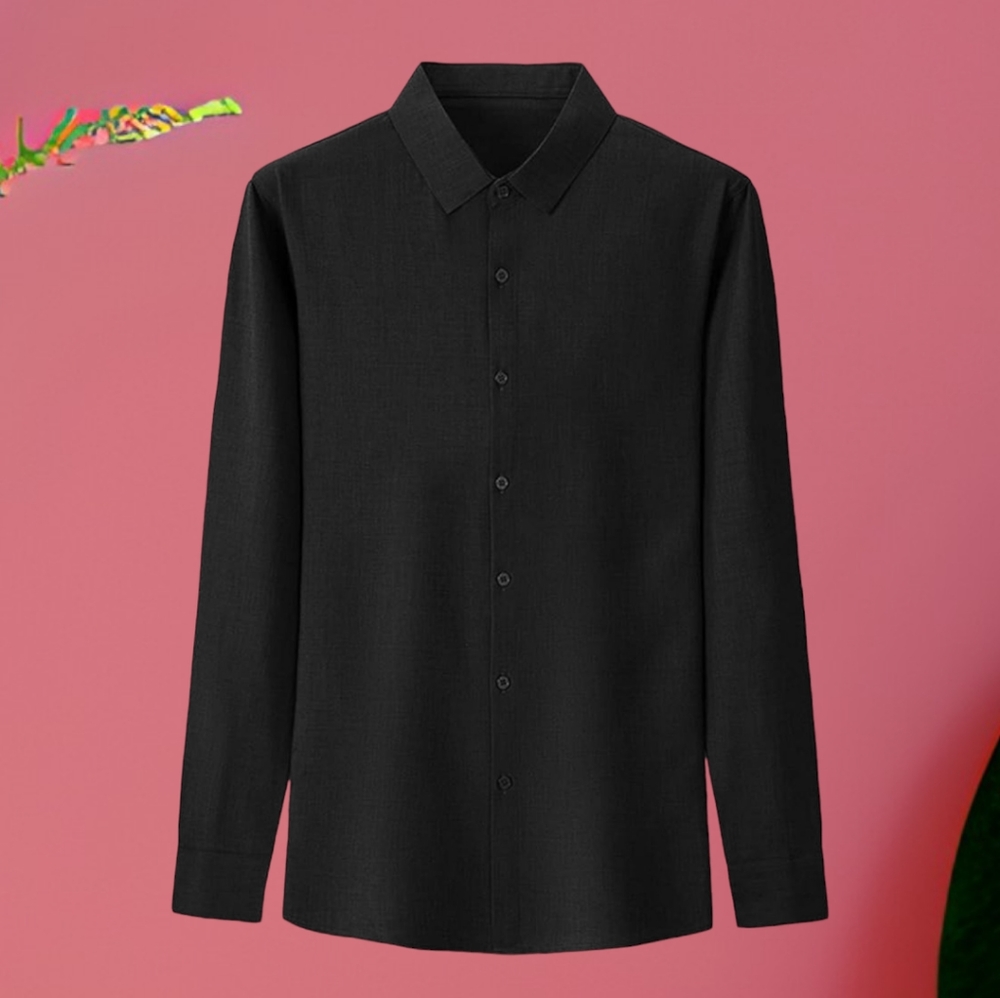 Z/C Habillé Men/Unisex Black Classic Dressing Shirt - Picture 2 of 16